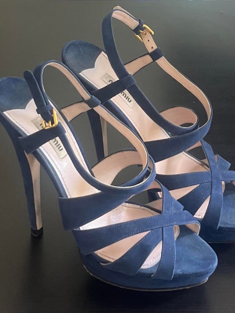 Miu Miu Women's Navy strappy heels